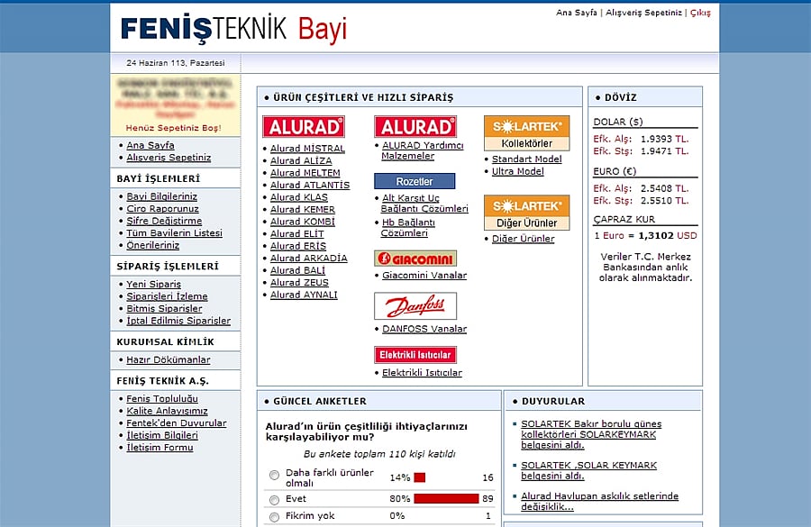 Feniş Teknik A.Ş. - Bayii Satış Sitesi