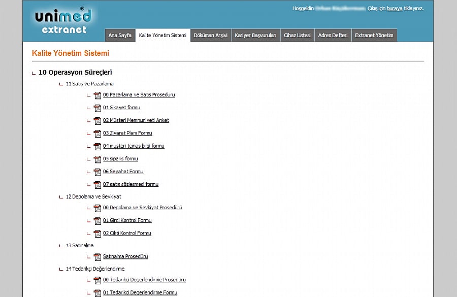 Unimed Ltd. - Kurumsal Extranet