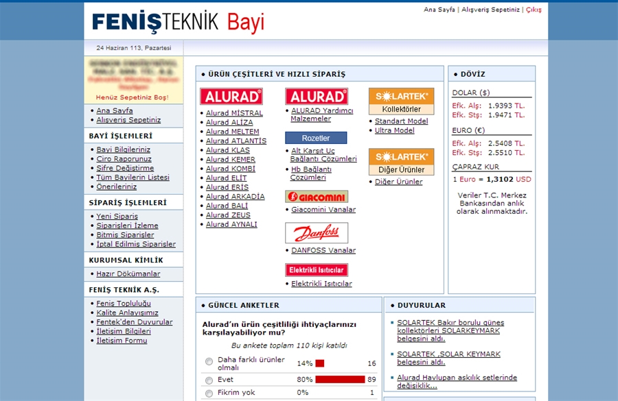 Feniş Teknik A.Ş. - Bayii Satış Sitesi